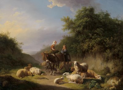 Shepherd and Shepherdess on the Way Home by Eugene Joseph Verboeckhoven